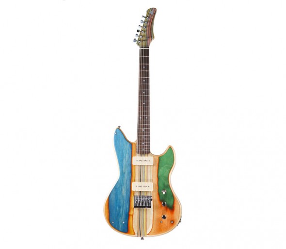 Recycled skateboards as guitars 4
